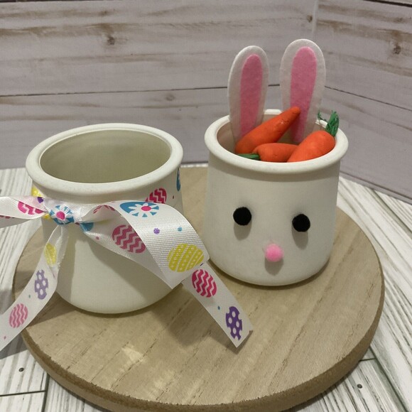 Easter upcycled Oui yogurt succulent pot, votive holder,candy holder - Picture 1 of 3